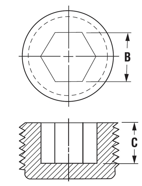 TH-3 NPT THREADED PLUG, HEX SOCKET