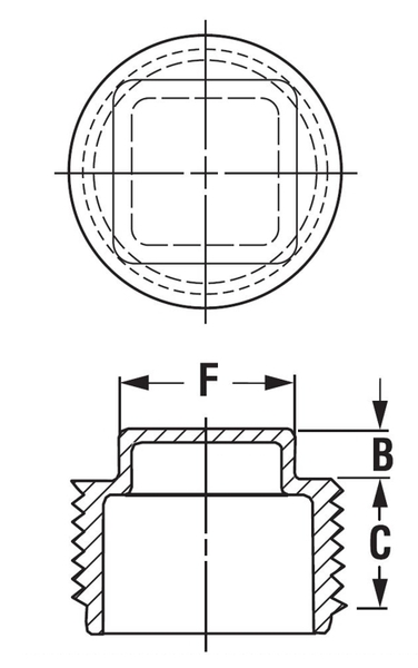 TPN-1 NPT THREADED PLUG, SQUARE HEAD