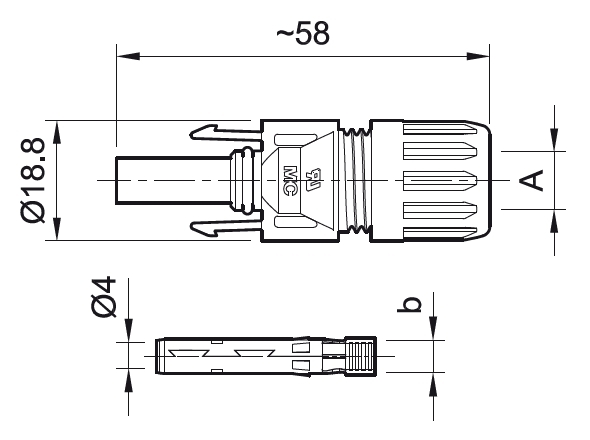 32.0014P0001-UR PV-KBT4/6I-UR - Female Cable Coupler MC4